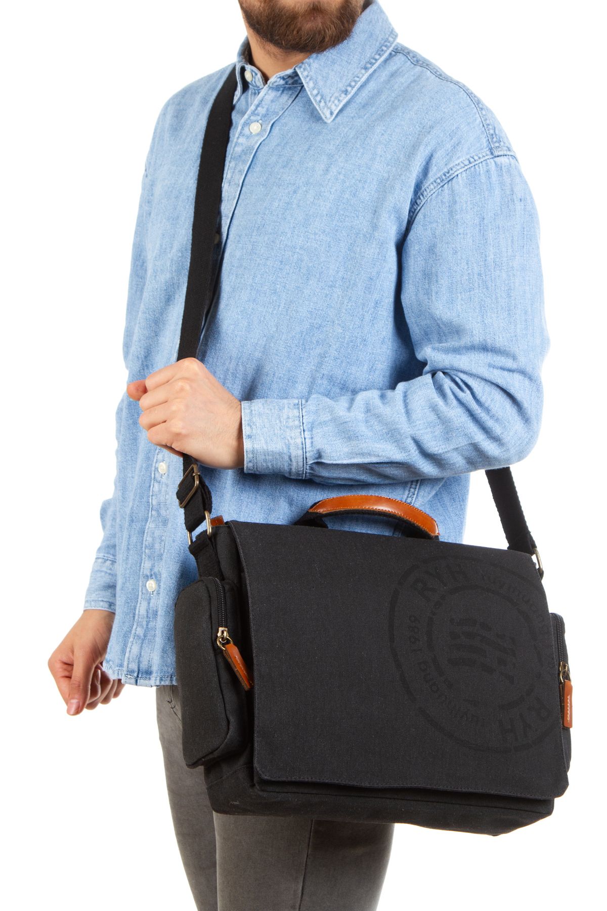 Fiyaka-GK65 Canvas Postman - Pilon cu burduf în cruce laterală, Laptop Notebook MacBook Tabletă, Utilizare zilnică 3