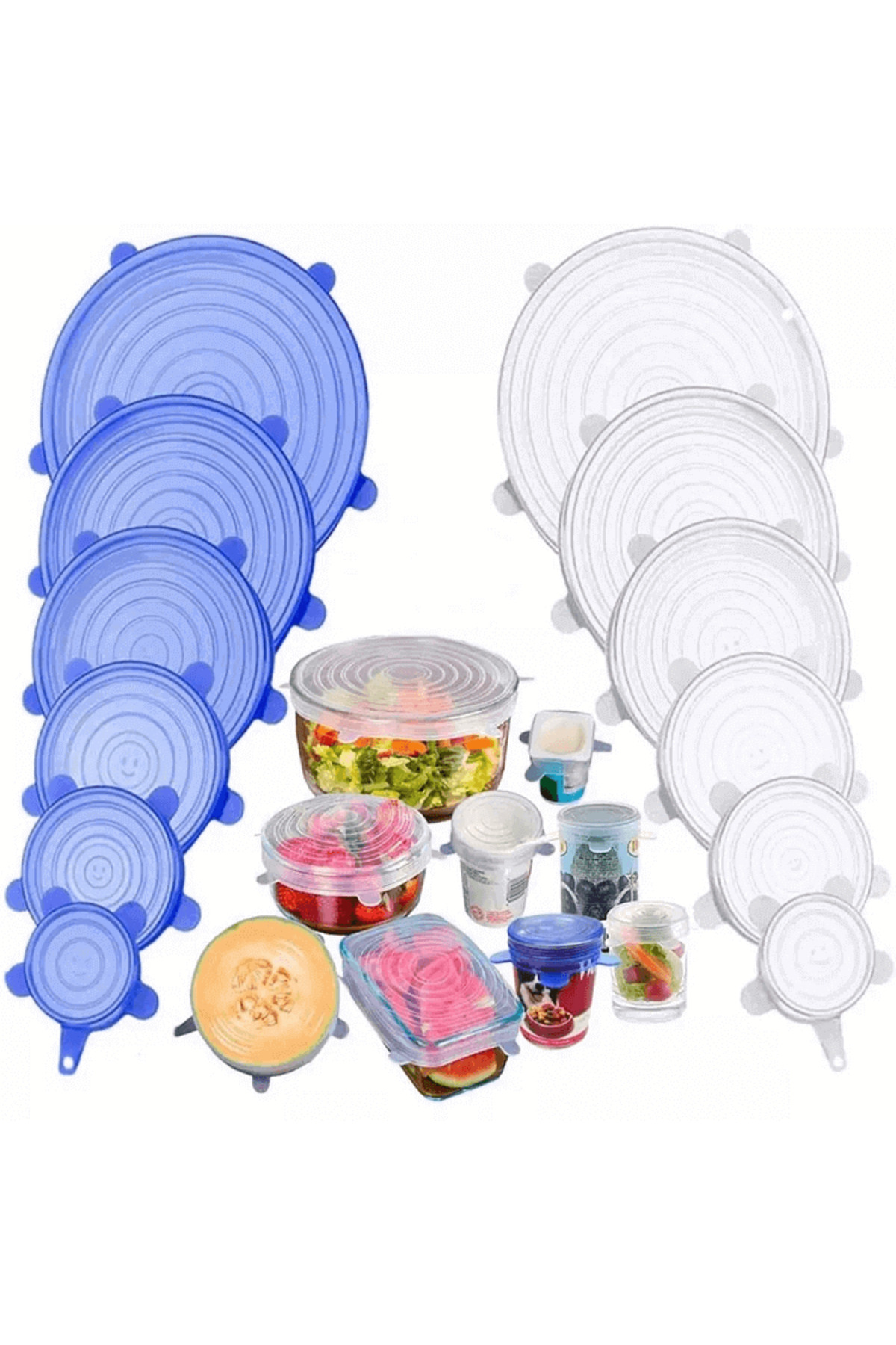 Flexible Silicone Stretch Cover Set of 6