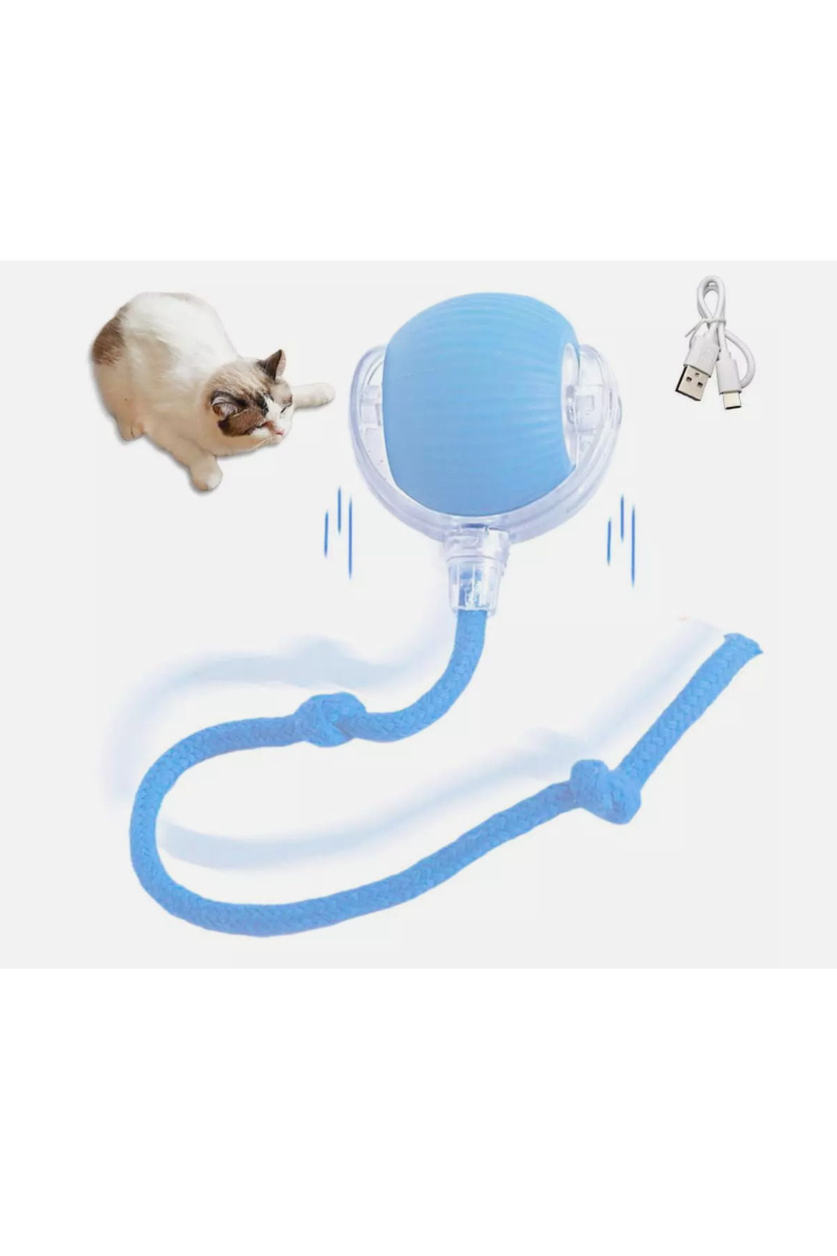 Genel Markalar GİMAVM Mavi Akıllı Hareketli Şarjlı 360 Derece Dönebilen Kedi Topu