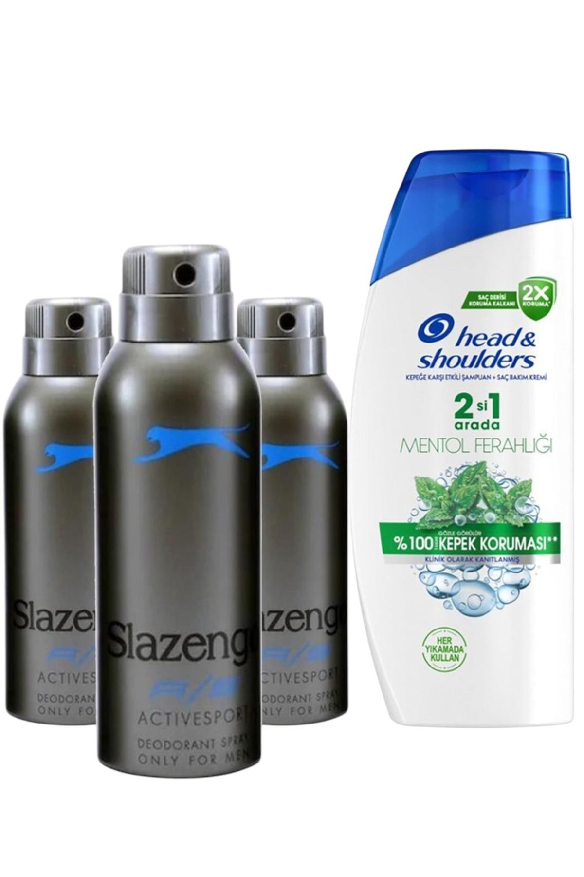 Slazenger Deodorant Mavi 3lü Set+ Head&&Shoulders Şampuan 625 ml 2 si 1 Arada Mentol Ferahlığı