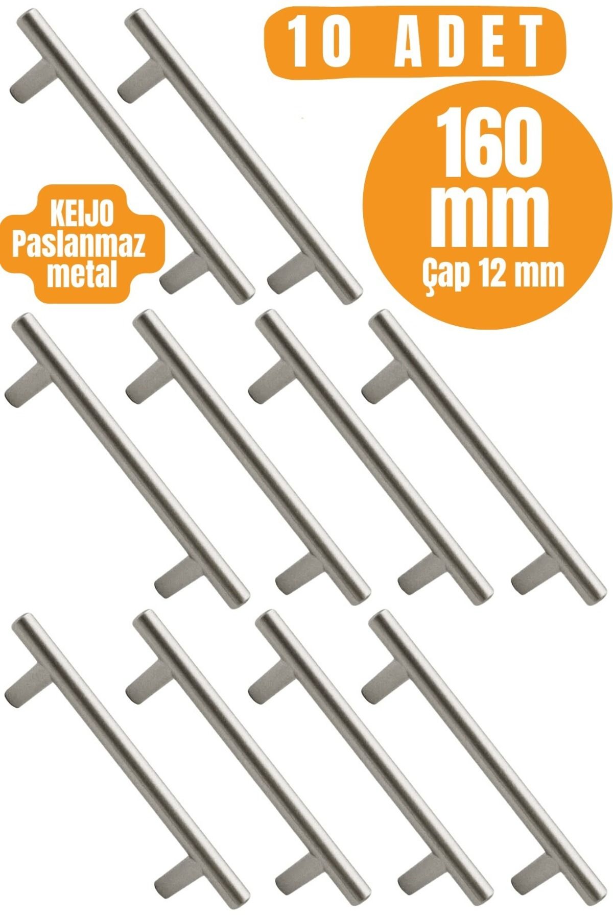 ALMITAL 10 ADET Keijo INOX 160mm Paslanmaz Kulp (mobilya, dolap kulbu, kulp modeli)