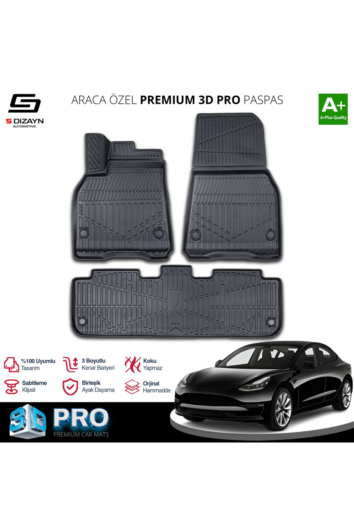 TREND Meka Part Tesla Model Y 3D Pro Havuzlu Paspas 2020 Üzeri A+ Kalite