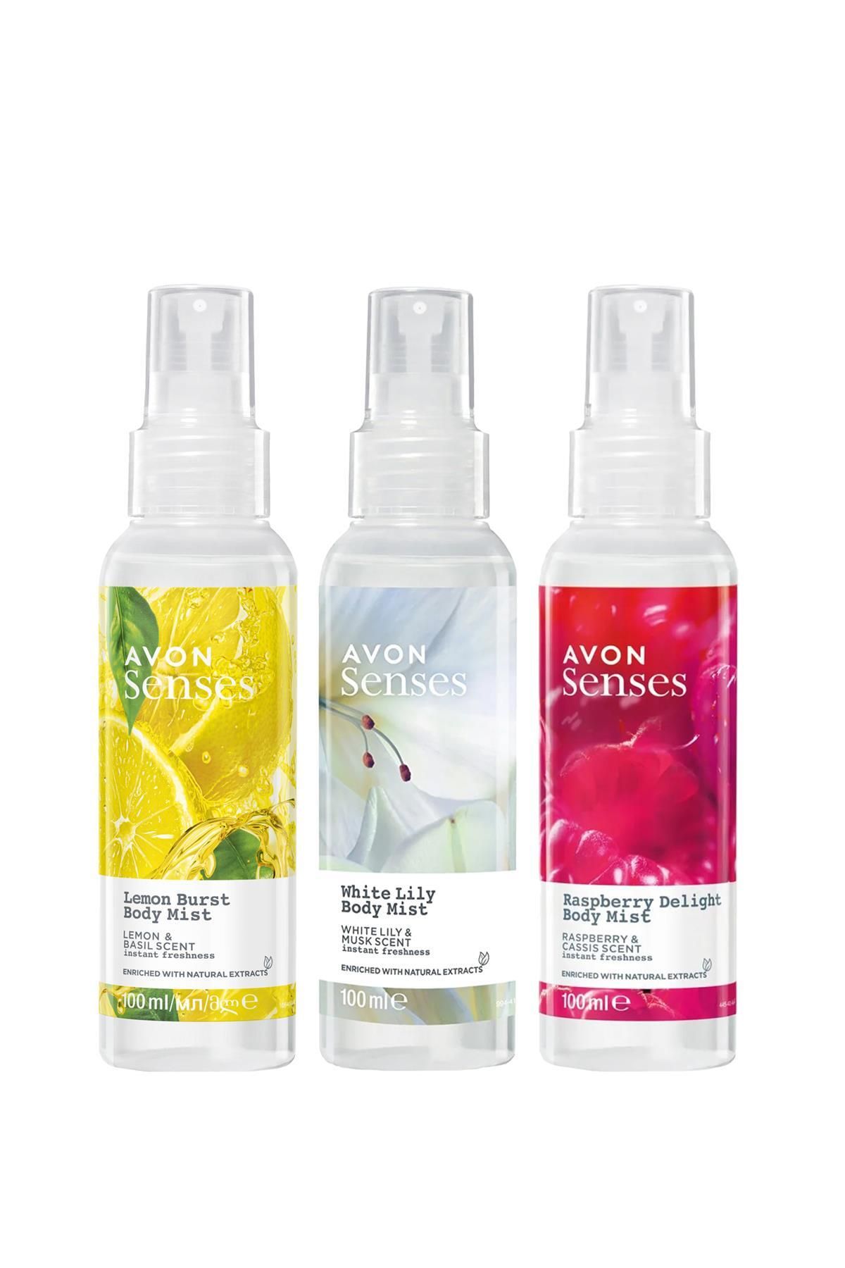 AVON Senses Raspberry Delight Lemon Burst ve White Lily Vücut Spreyi Paketi