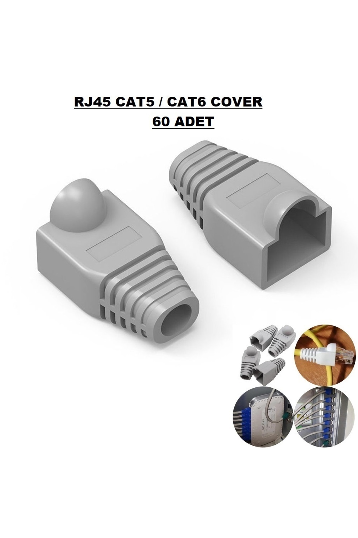 Ethernet Ağ Kablosu Jakı Koruma Cover Uyumlu Kılıfı Kablo Konektörü ( 60 Adet )