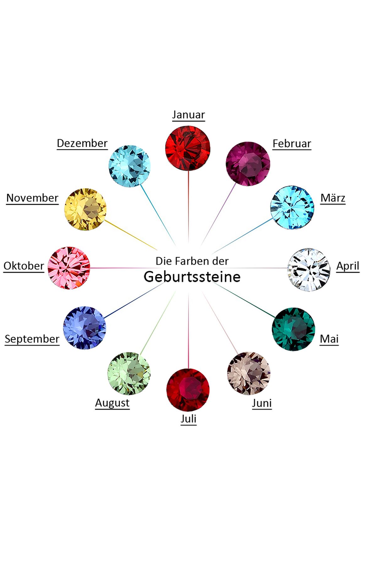 ELLI-Halskette Geburtsstein Farbe Kristall 925 Silber 6