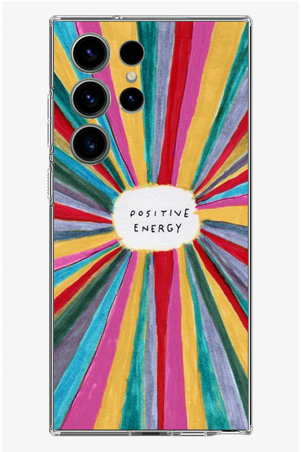TechTree Samsung Galaxy S23 Ultra Uyumlu Positive Energy Tasarımlı Şeffaf Silikon Kılıf