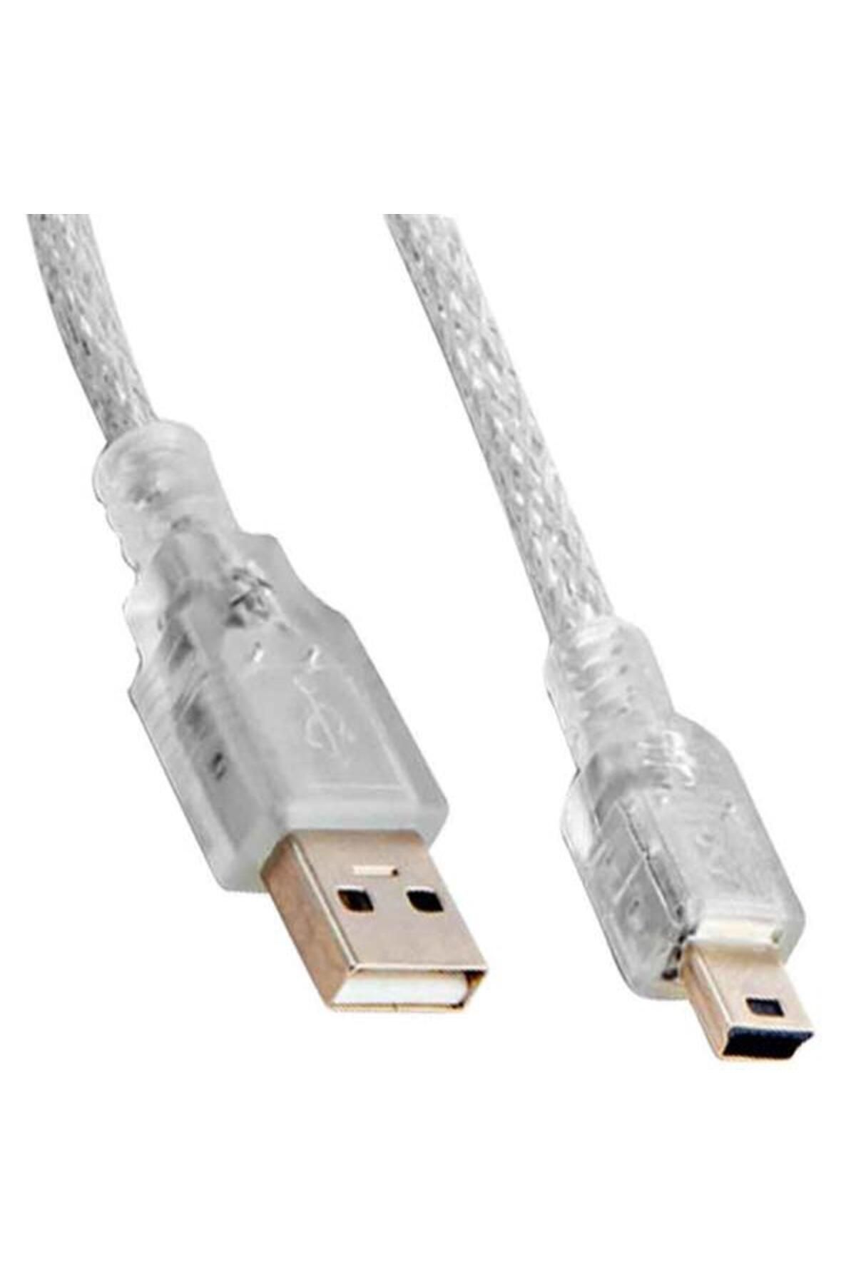 NZM TİCARET Power Usb 2.0 5 Metre Şeffaf Usb Am Mini 5 Pin Kablo