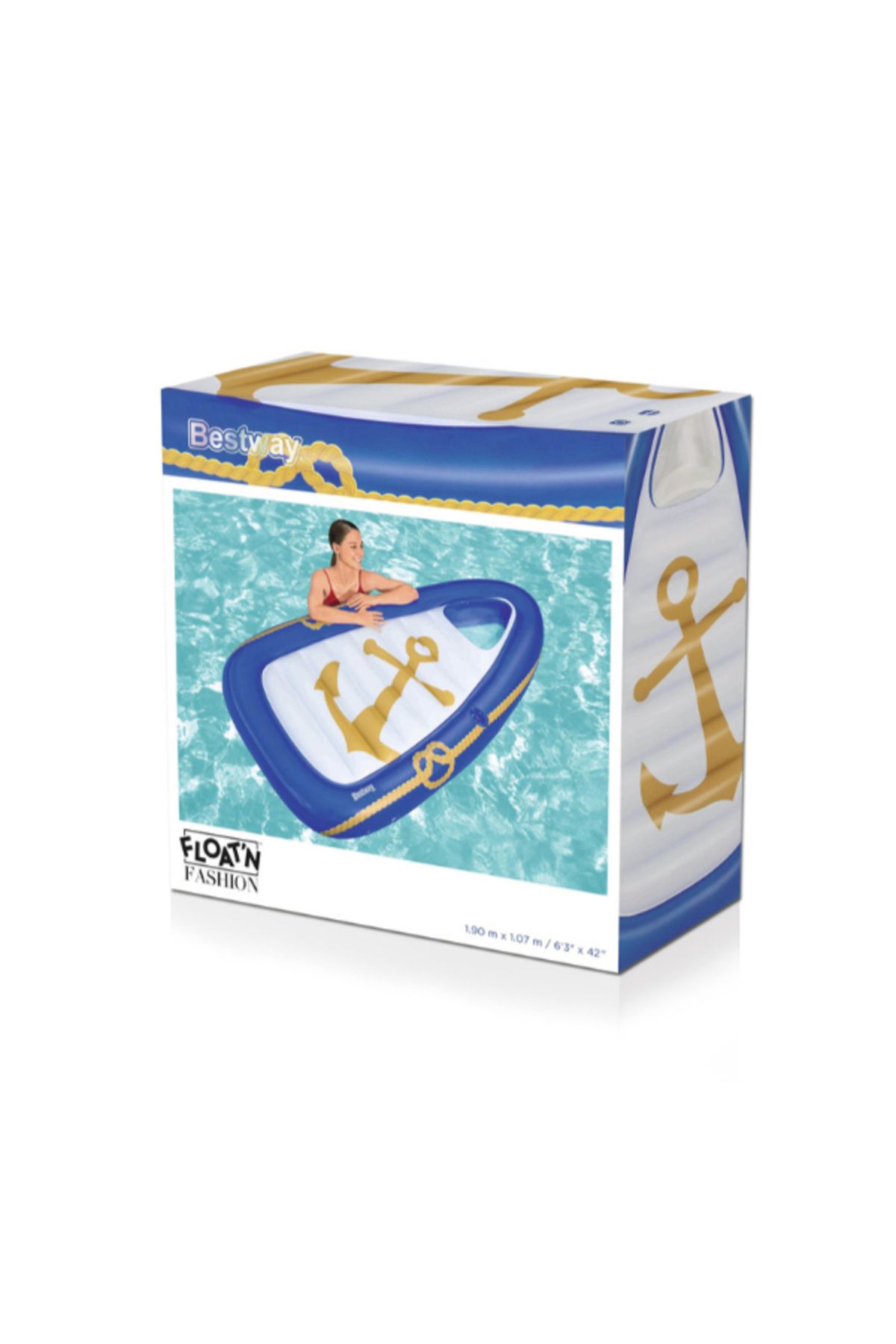 BESTWAY-6'3" X 42"/1.90M X 1.07M Nautical Paradise Boat Lounge 26-43403 3