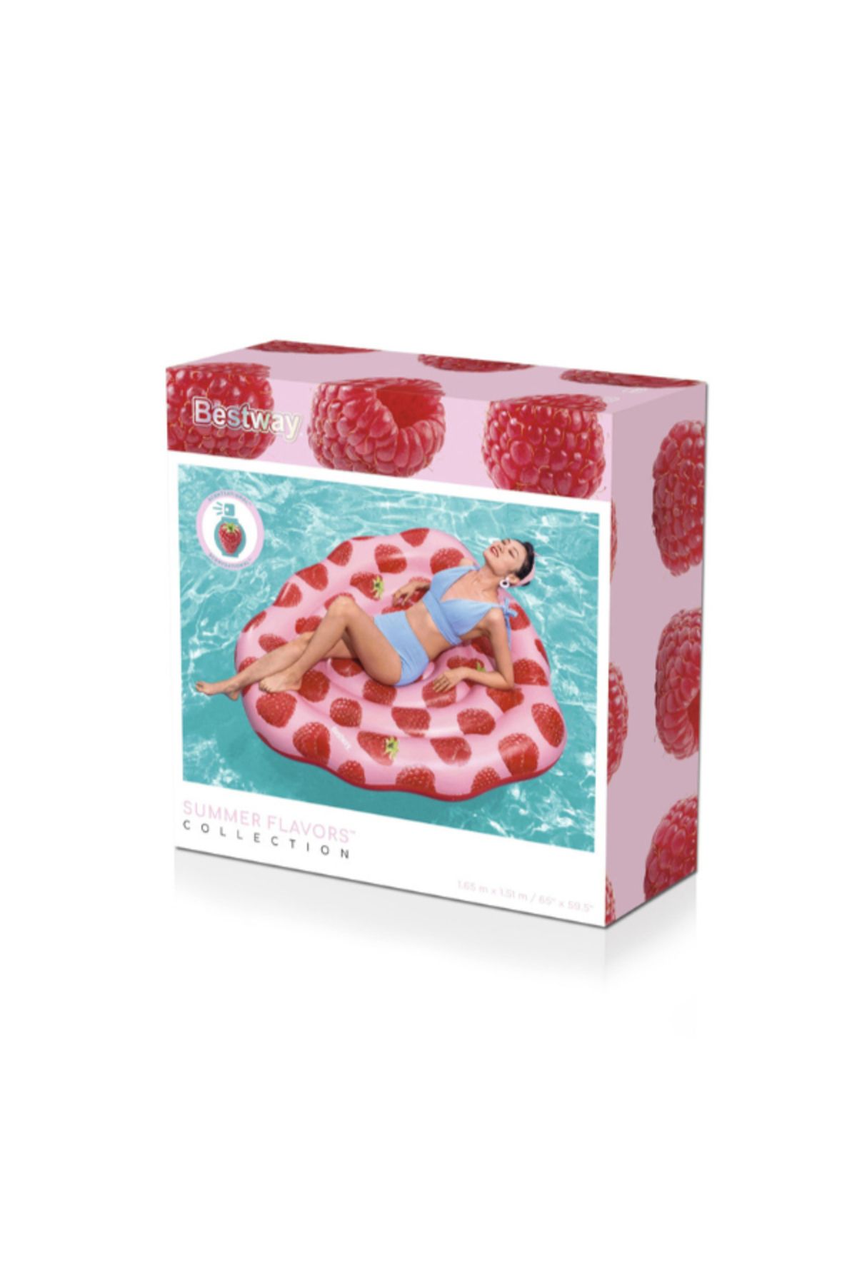 BESTWAY-65" X 59.5"/1.65M X 1.51M Scentsational Raspberry Pool Float 26-43396 7