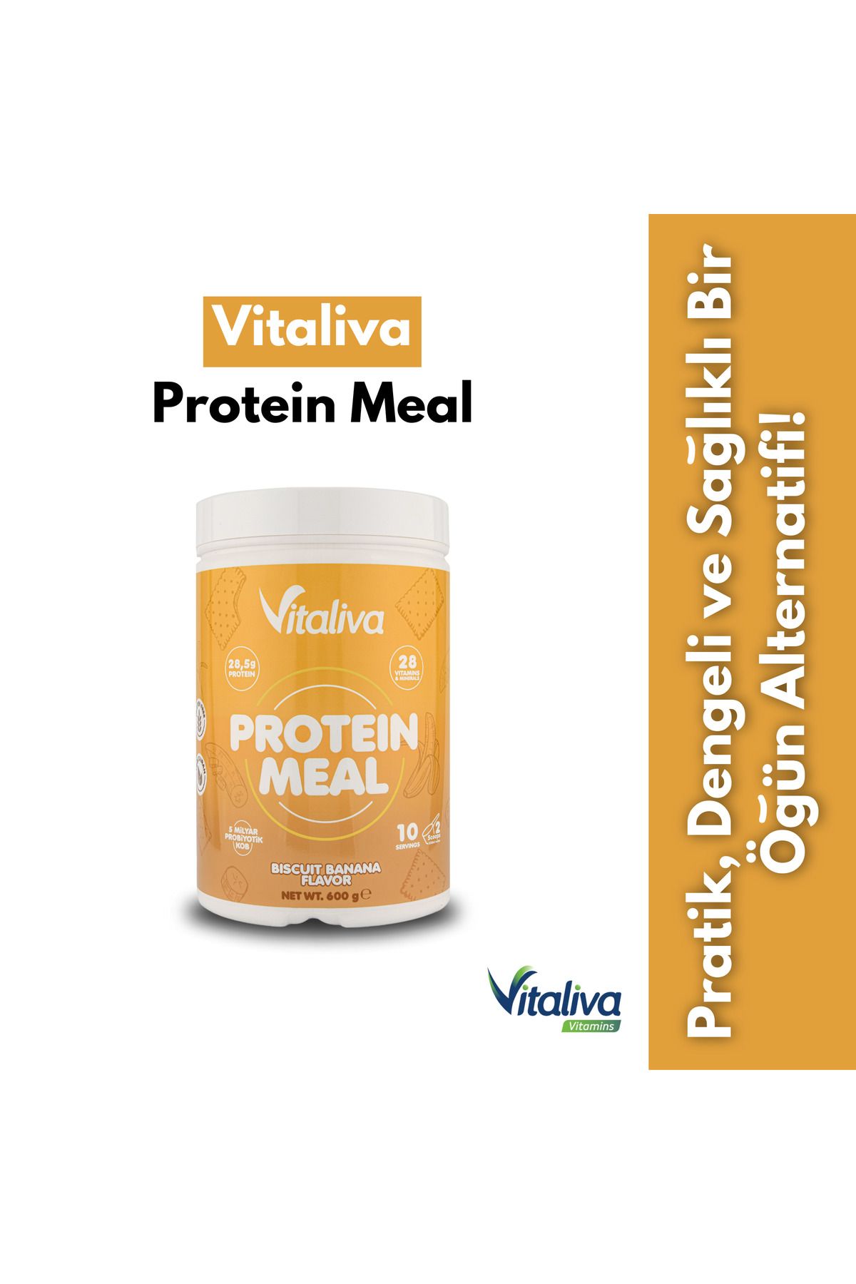 Vitaliva Vitamins Vitaliva Whey Proteinli Öğün Tozu-Bisküvi Muz Aromalı