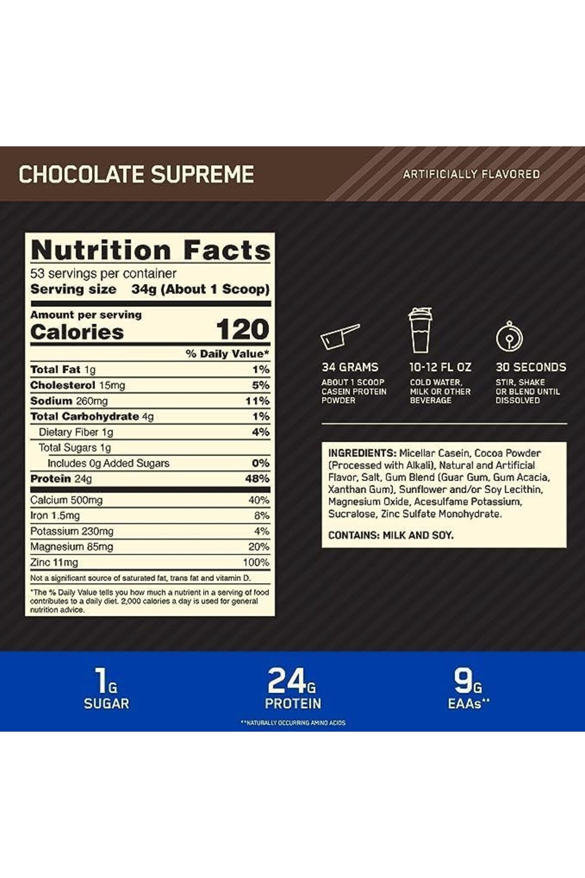 Optimum Nutrition-Gold Standard 100% Casein, Chocolate Supreme, 4 LB 3