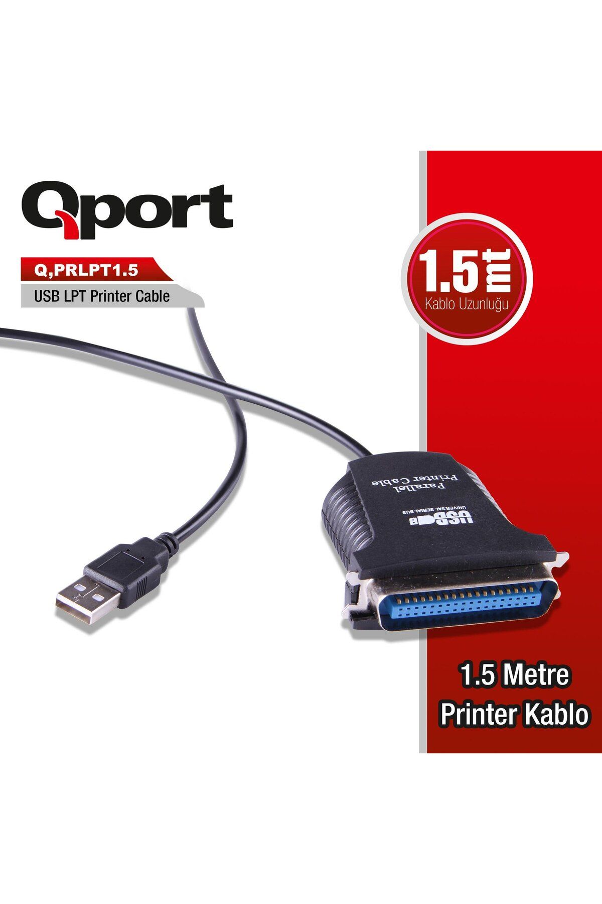 Qport Q-PRLPT1.5 PRLPT 1.5M USB/LPT DÖNÜŞTÜRÜCÜ PRİNTER KABLO