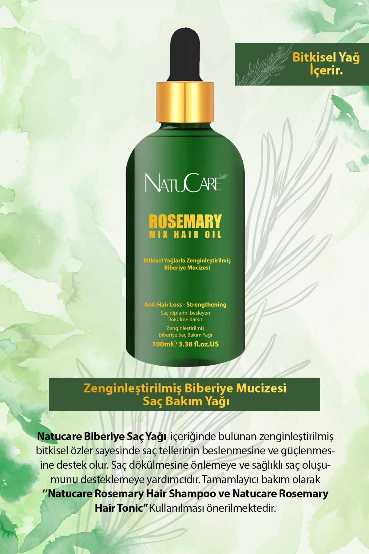 Zenginleştirilmiş Mucizevi Yağlar 3'lü Saç Bakım Seti 100 ml (AMLA-BİBERİYE-CASTOR) — NC-6185-1 — تصویر 4 از 4