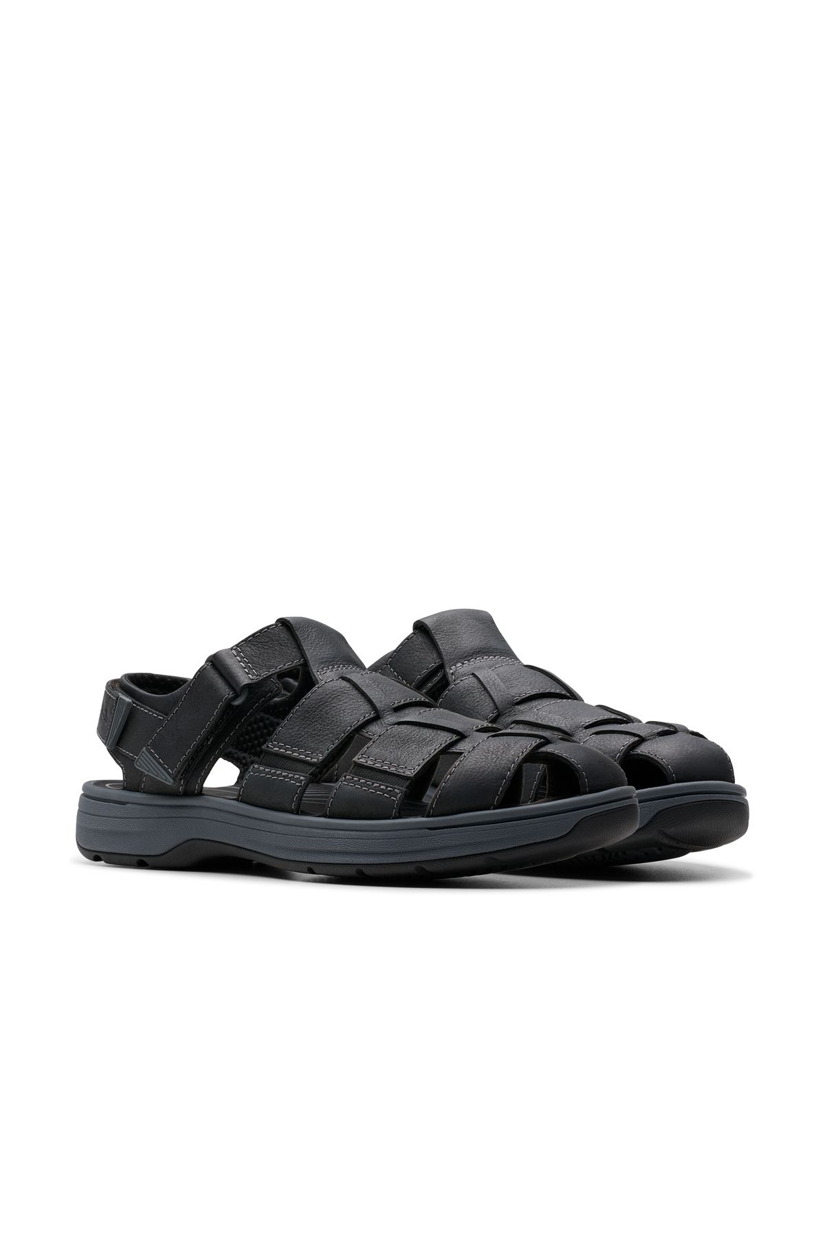 CLARKS-Black Genuine leather Sandals For Mens 4