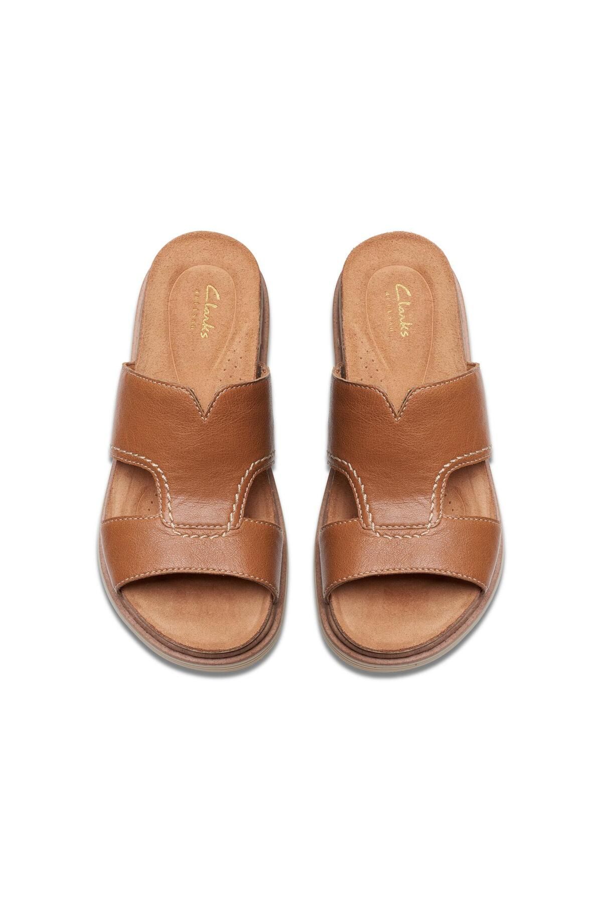 CLARKS-صندل جلد طبيعي باللون البني للنساء 6