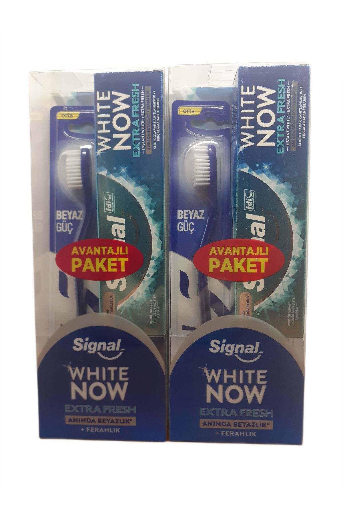 Signal-White Now Extra Fresh 75 ml Toothpaste + Performance Toothbrush Set - X 2 Pieces 1