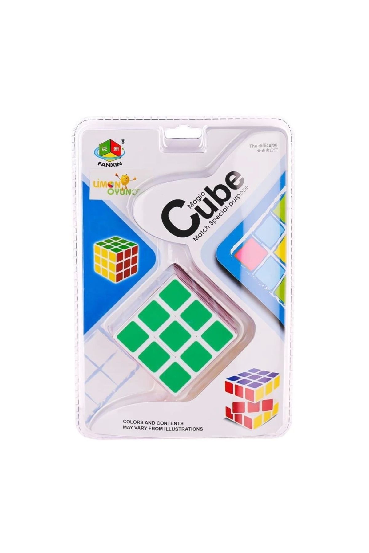 SYNOPE Çocuk 581-5-5D Magic Zeka Küpü 3x3x3 -Limon Oyuncak