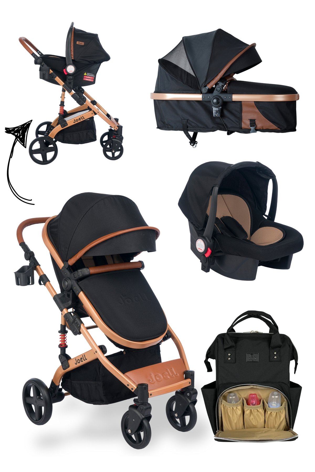 Joell 4'lü Set Joell Truva Travel Sistem Bebek Arabası / Puset