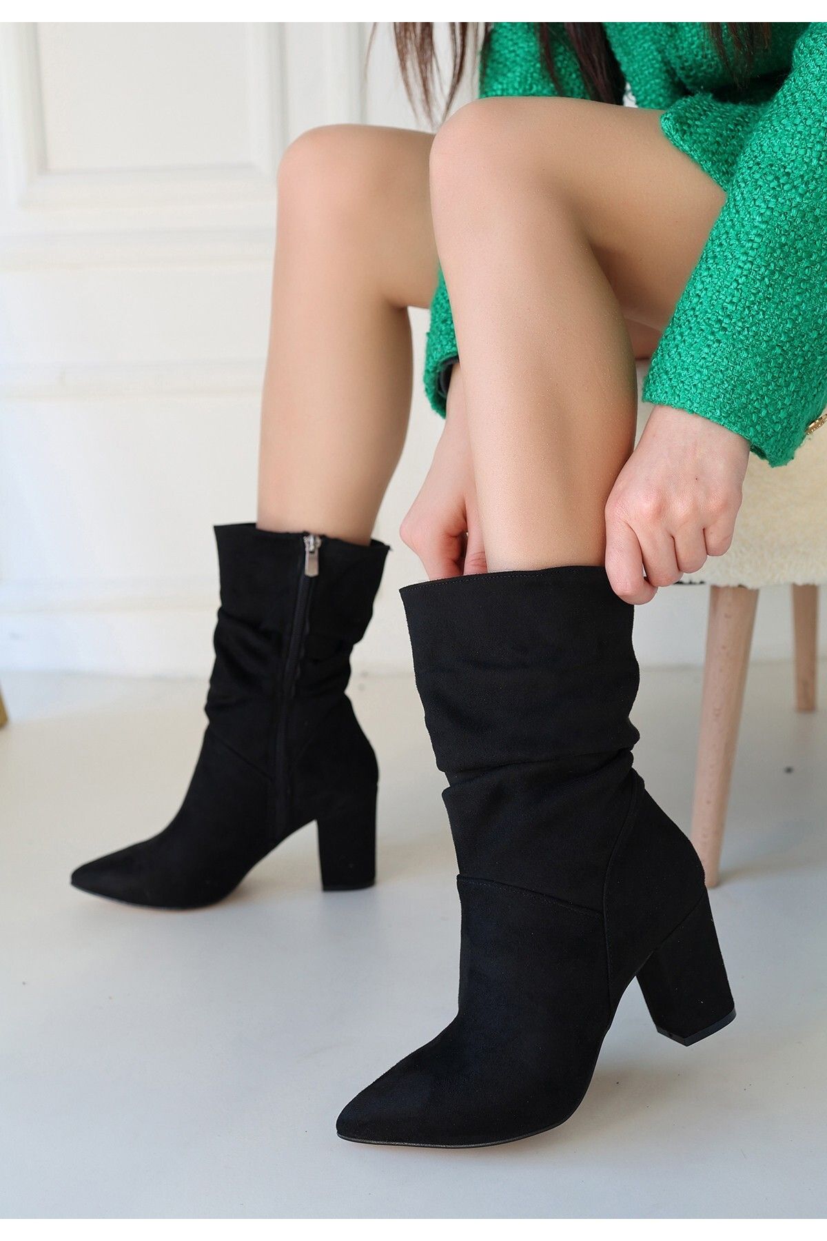 Erbilden-Giero Black Suede Heeled Boots 2