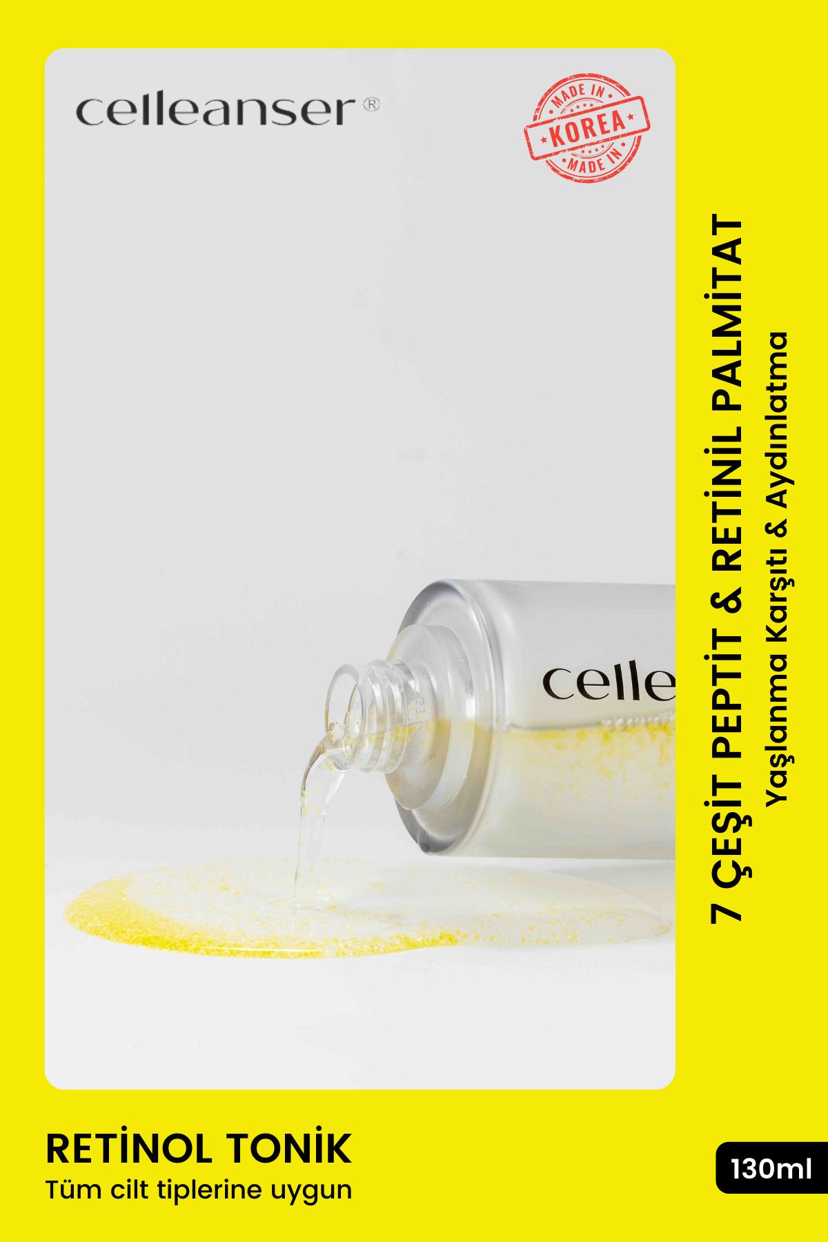 celleanser 7 Çeşit Peptit & Retinil Palmitat & Allantoin İle Güçlendirilmiş Yaşlanma Karşıtı Retinol Tonik