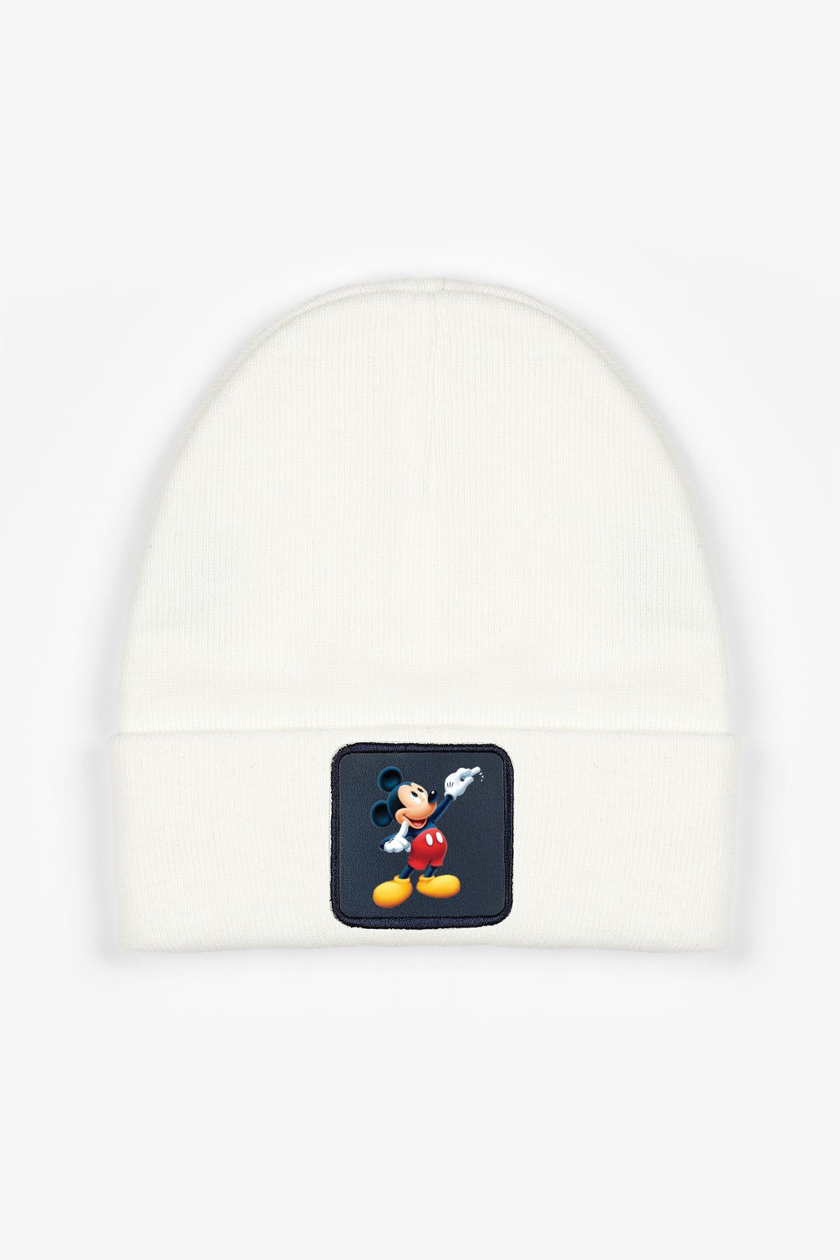 CraftID Mickey Mouse Değiştirilebilir Patchli Beyaz %100 Akrilik Unisex Bere