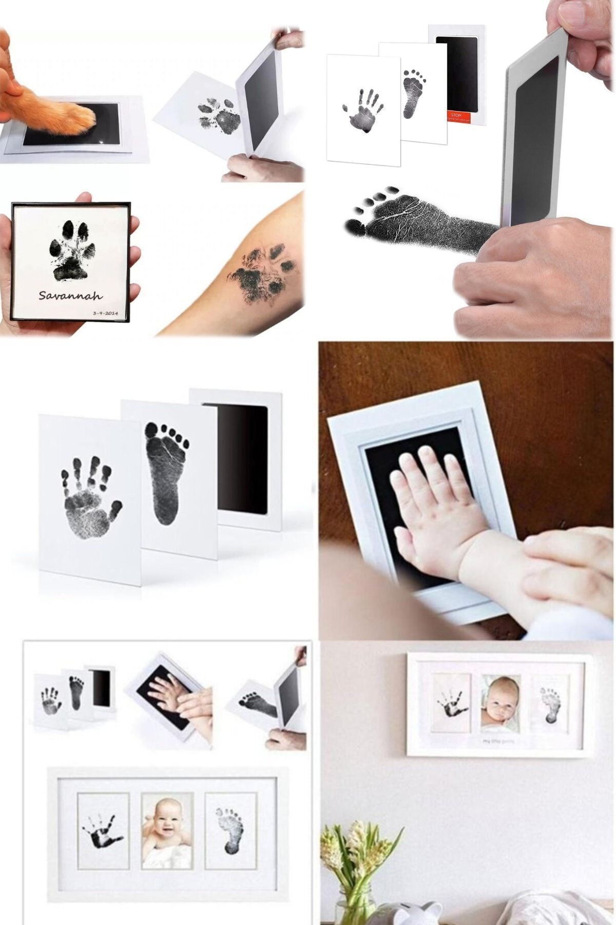 etteminönütoptanticaret Bebek & Evcil Hayvan El Ayak Pati Izi Anı Albüm Baskı Seti Mürekkepsiz Bebek Siyah Kit Orta Boy fotoğrafı 7 (önizleme)