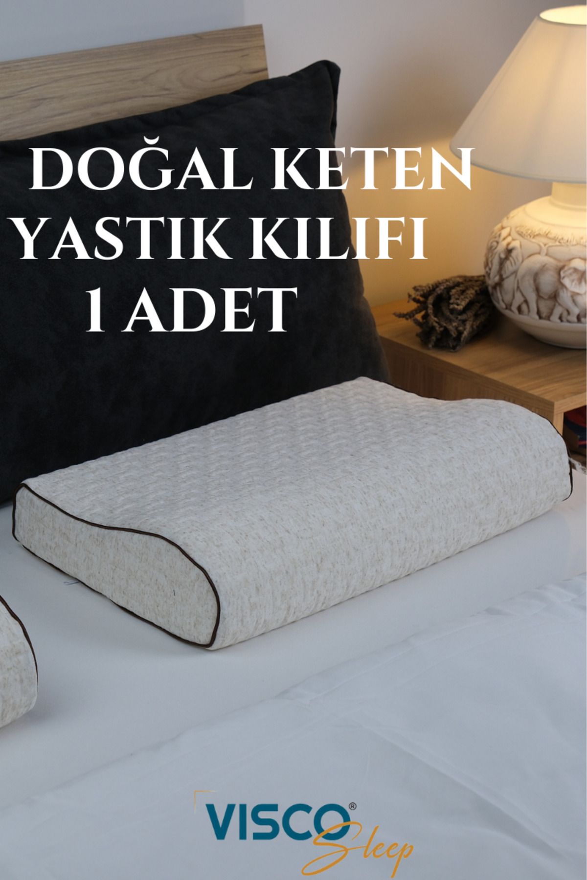 visco Yastık Kılıfı Aylona Doğal Keten Kılıfı (Yedek Yastık Kılıfı)