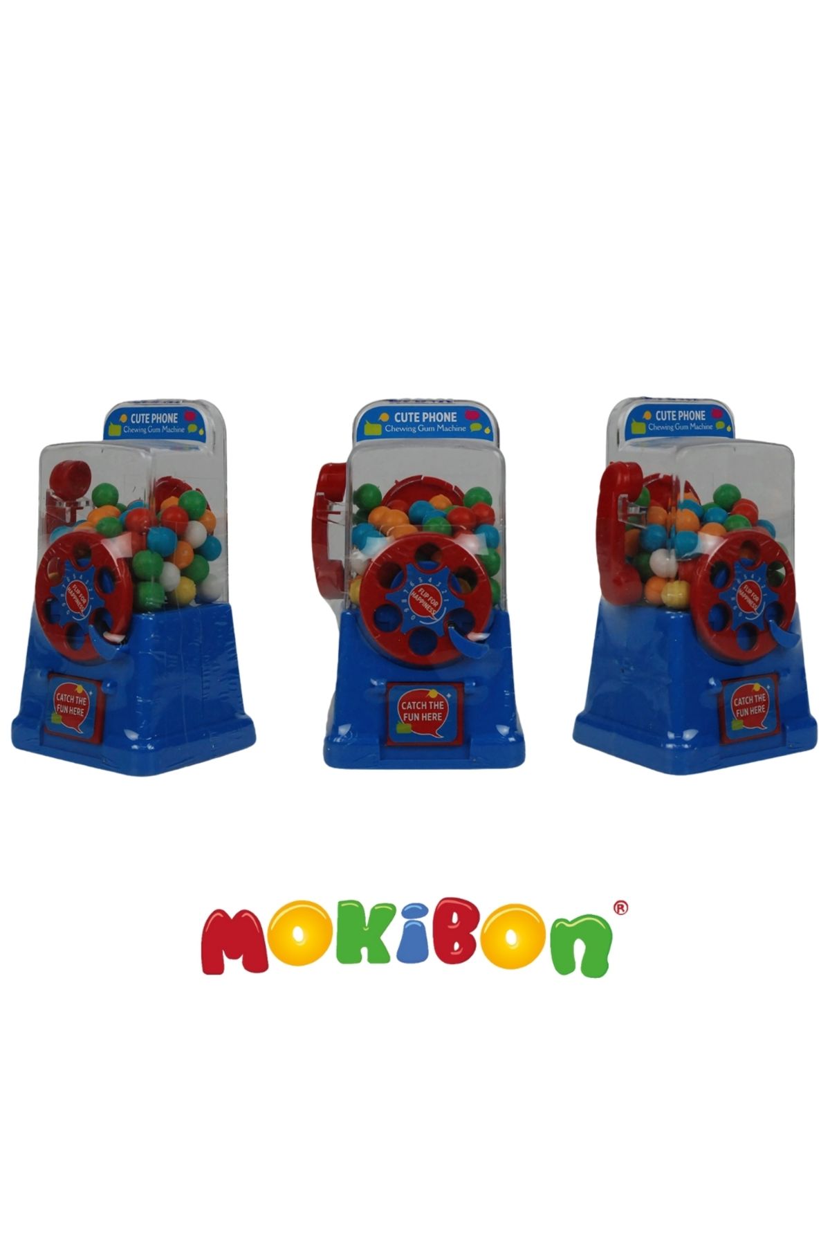 MOKIBON Cute Telefon Şeklinde Sakız Makinası (Mavi) x 3 Adet