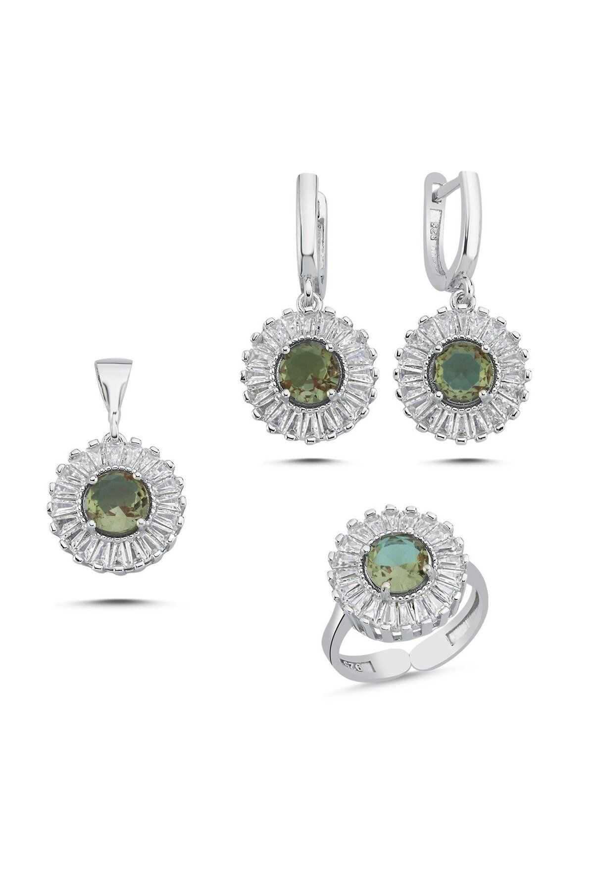 Ceyjewelry Sultanit & Baget Zirkon Taşlı Ayarlanabilir Boylu Set 925 Ayar