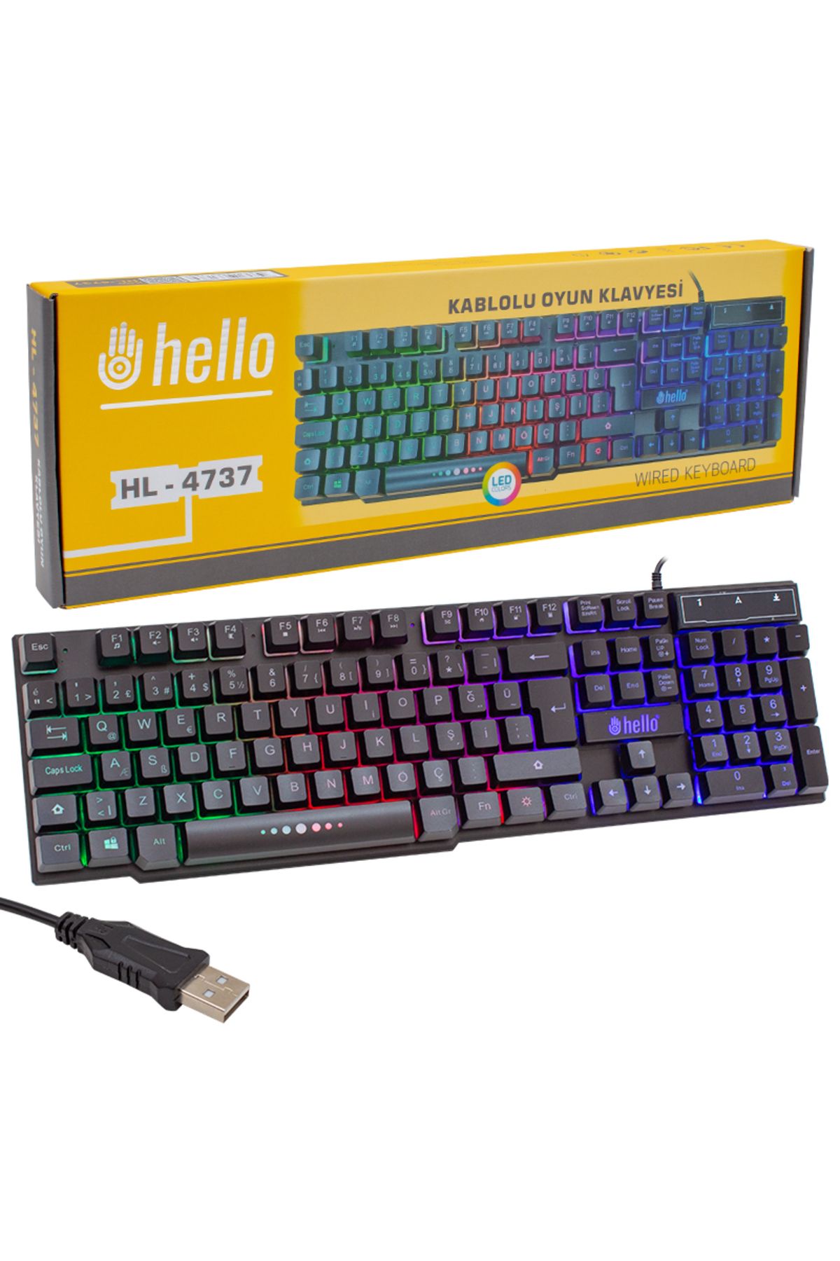 MELFSHOP HELLO HL-4737 KABLOLU OYUNCU GAMING KLAVYE (81) (K0)