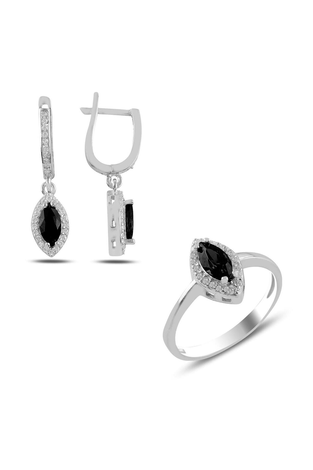 Ceyjewelry Mekik Zirkon Taşlı Halo Tektaş Set 925 Ayar