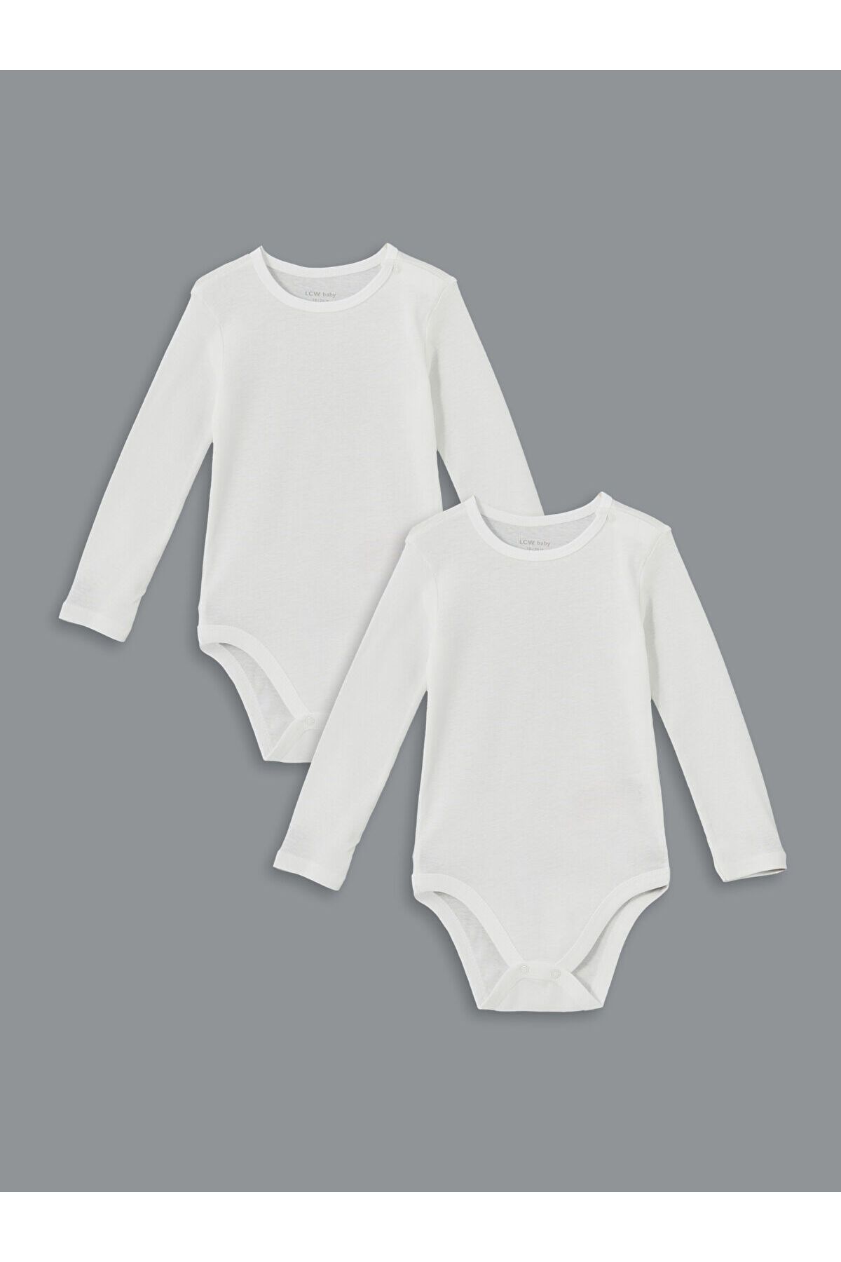 LC Waikiki Bisiklet Yaka Uzun Kollu Kız Bebek Çıtçıtlı Bodysuit 2'li