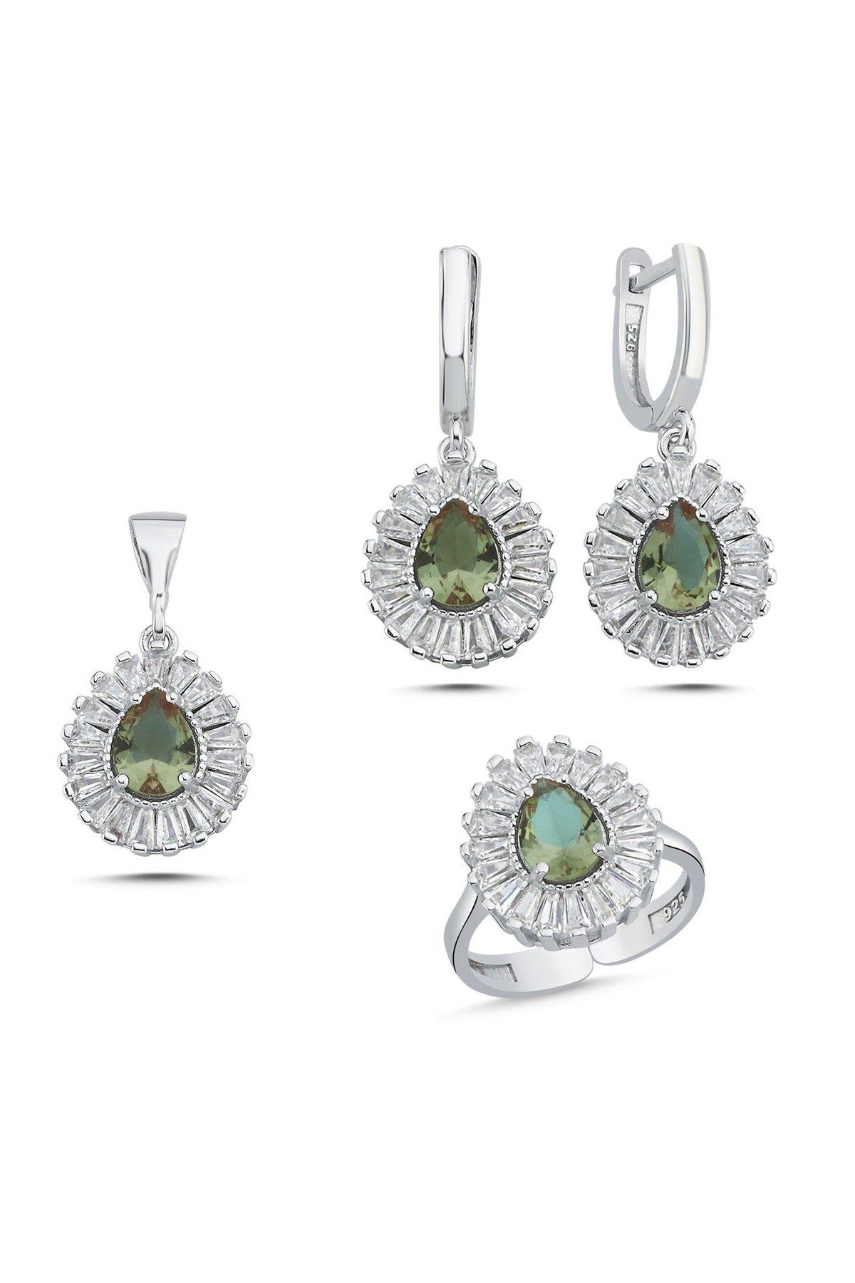 Ceyjewelry Sultanit & Damla Baget Zirkon Taşlı Set 925 Ayar