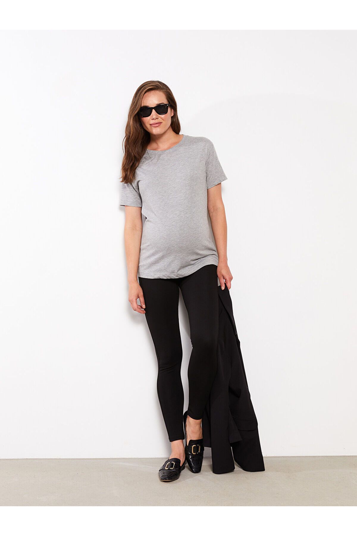 LC Waikiki-Lcwk Plain Maternity Leggings with Abdominal Panels 1