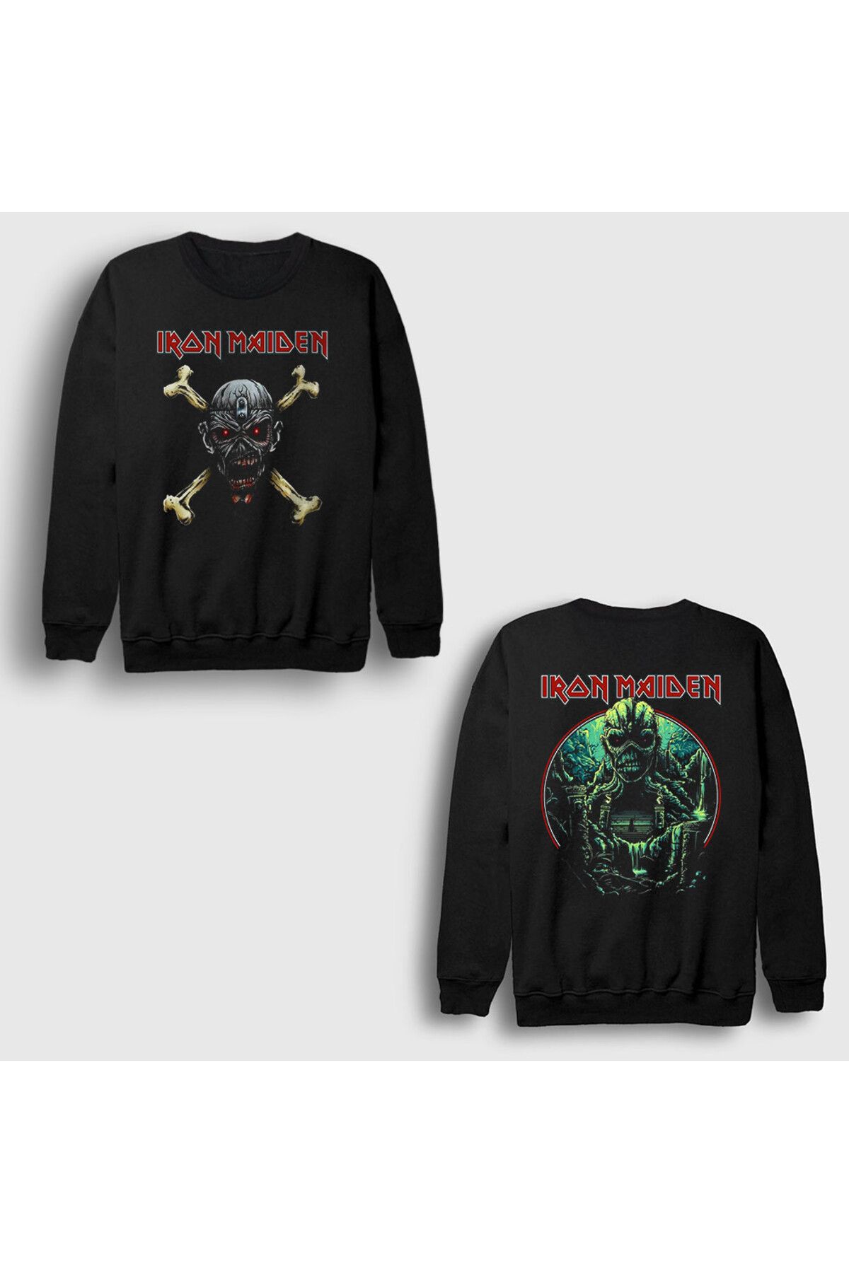 Presmono-Unisex Black Wizard Metal Iron Maiden Back Printed Sweatshirt 518298 Tt 1