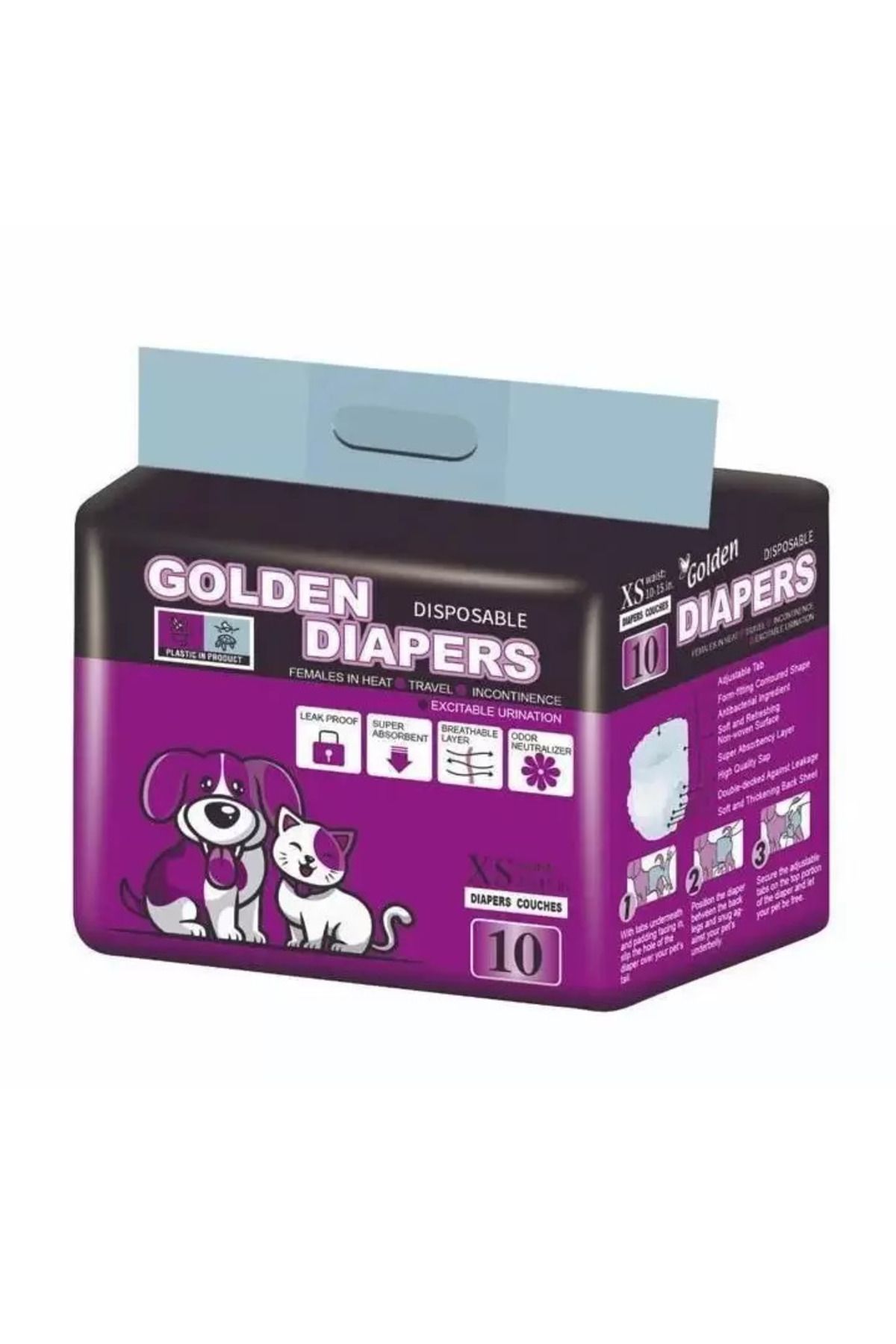 Albatros Store Golden Diapers Hijyenik Köpek ve Kedi Külodu XS Beden 10'lu Paket