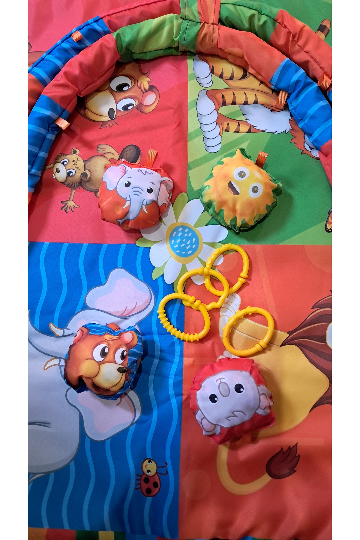 Avşar Bebek Neşeli Hayvanlar Oyuncaklı Aktivite Minderi Oyun Halısı 75*75 cm fotoğrafı 6 (önizleme)