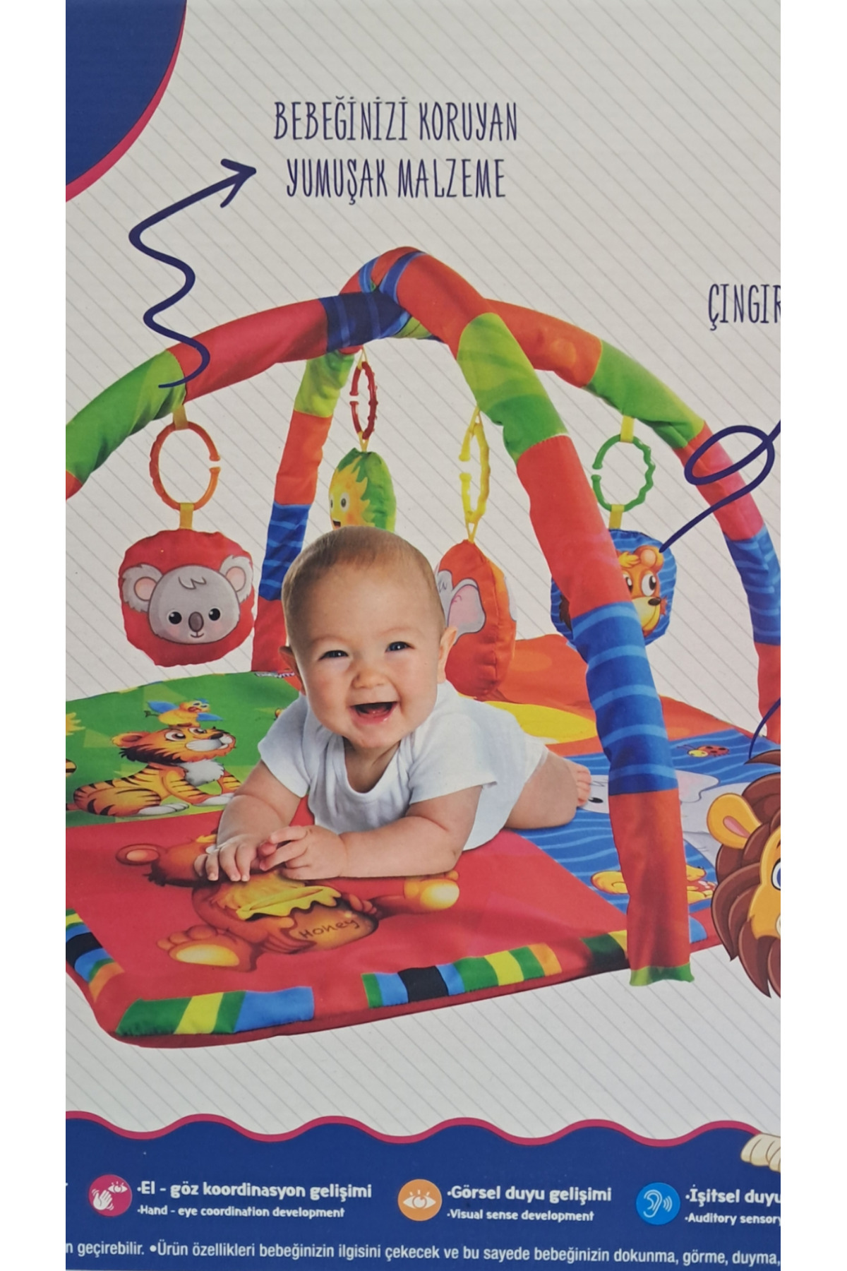 Avşar Bebek Neşeli Hayvanlar Oyuncaklı Aktivite Minderi Oyun Halısı 75*75 cm fotoğrafı 4 (önizleme)