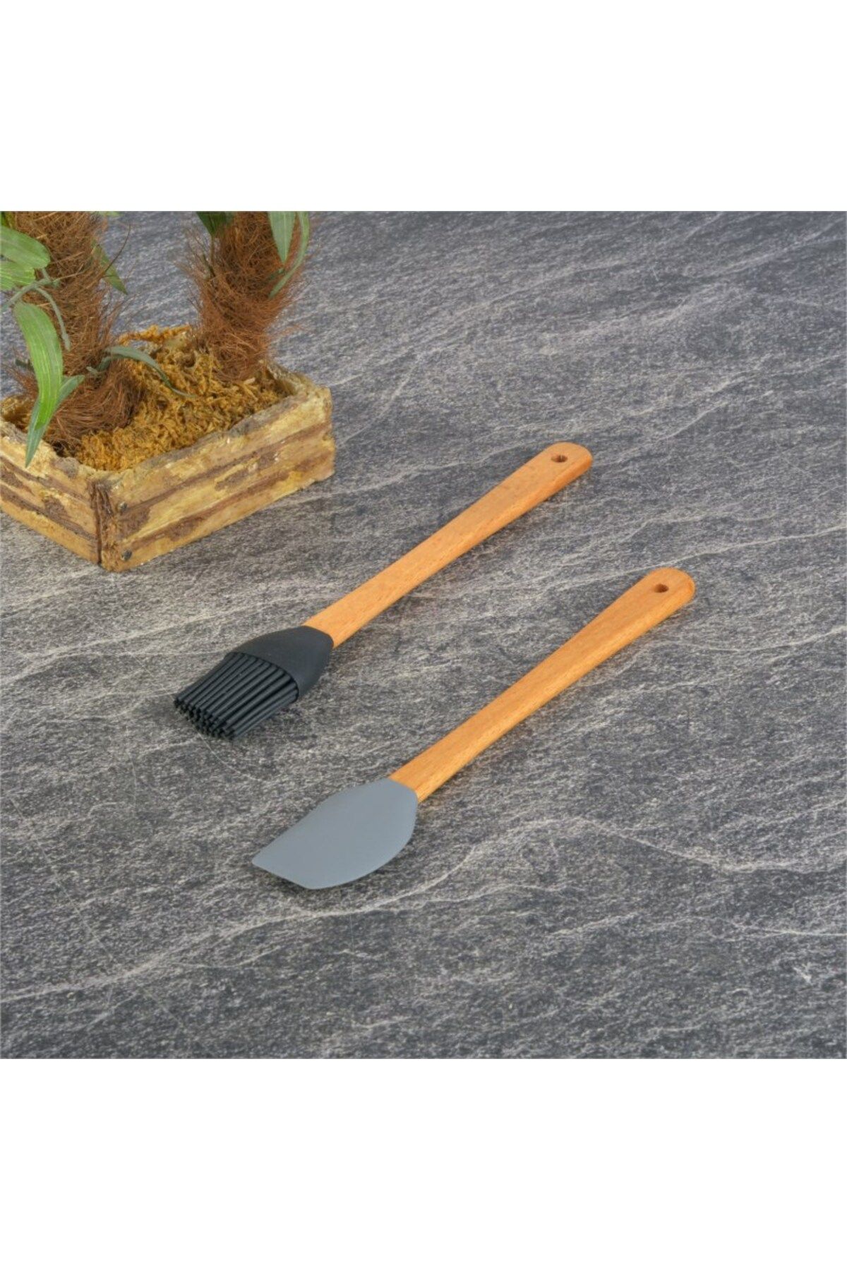 Tohana 2'li Silikon Spatula Seti Bambu