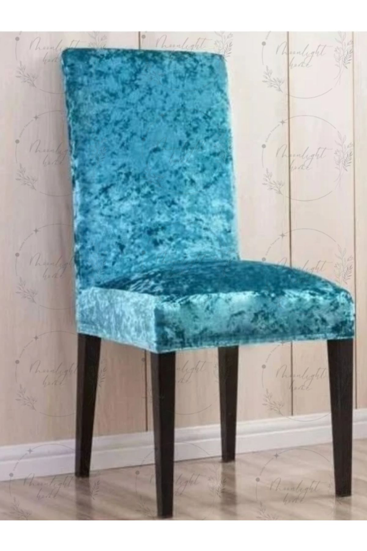 Gibella-Turquoise Velvet Chair Cover 1 Piece 2