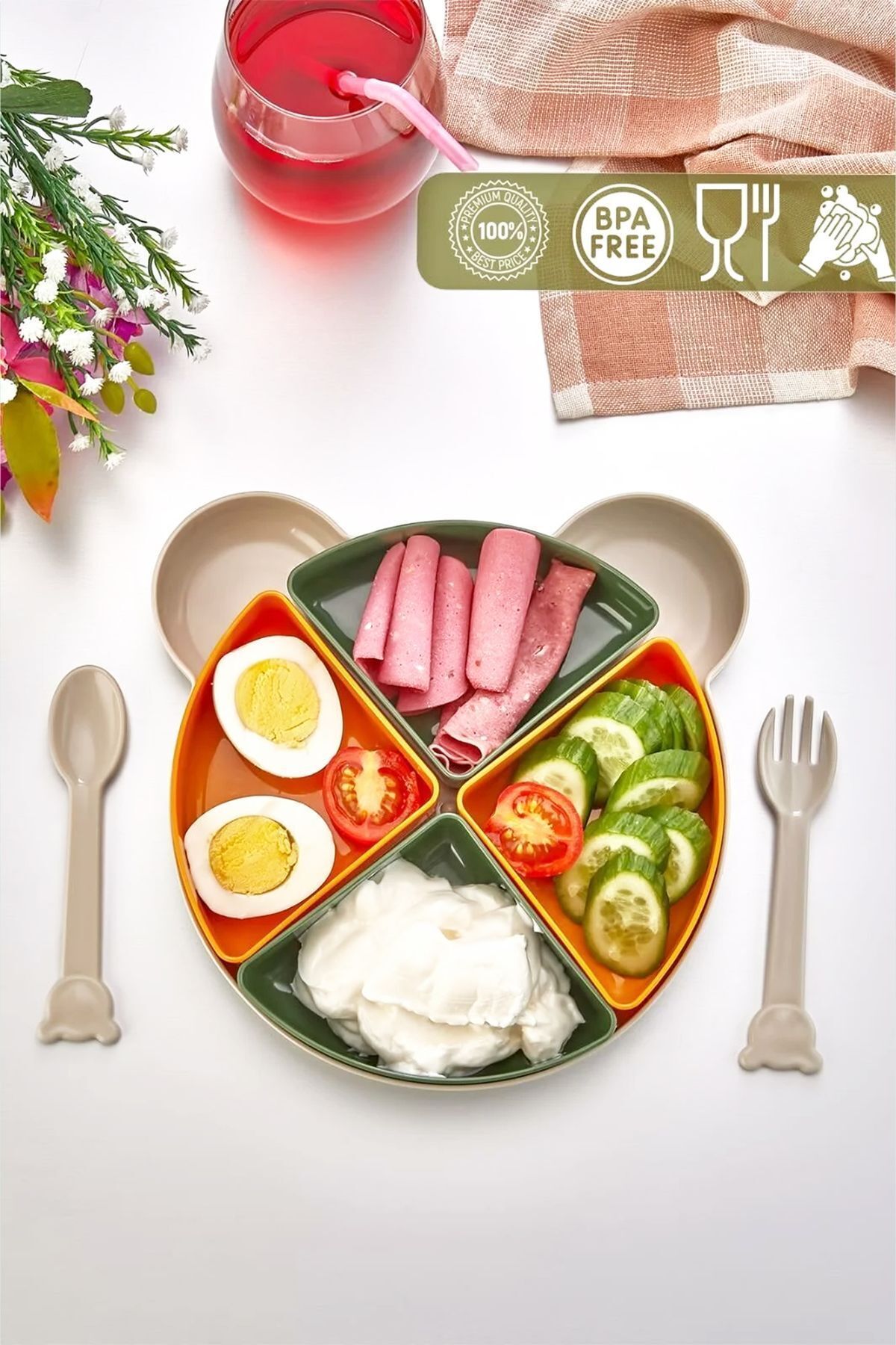 ZM HOME Bebek Ek Gıda Başlangıç Mama Seti, Bebek Çatal Kaşık, Bebek Yemek Tabağı Seti fotoğrafı 2 (önizleme)