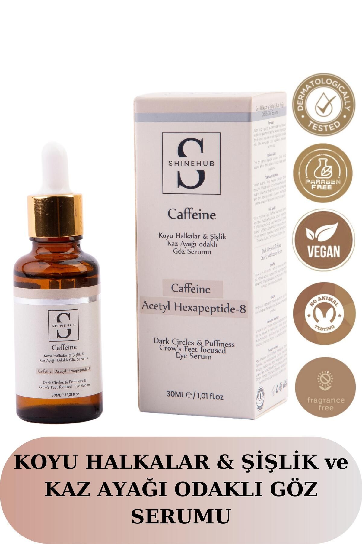 SHINEHUB Caffeine Serum-koyu Halkalar, Şişlik, Morluk Ve Kaz Ayağı Odaklı Göz Çevresi, Göz Altı Kafein Serumu