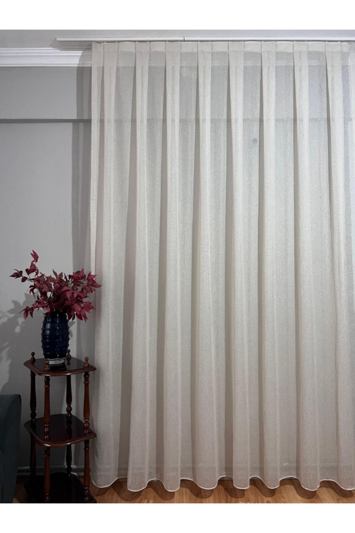 MebelPort Curtain İnce  Bukle Tül 1/3-1/2-1/1  Sıklık Boru Pileli Korniş Için