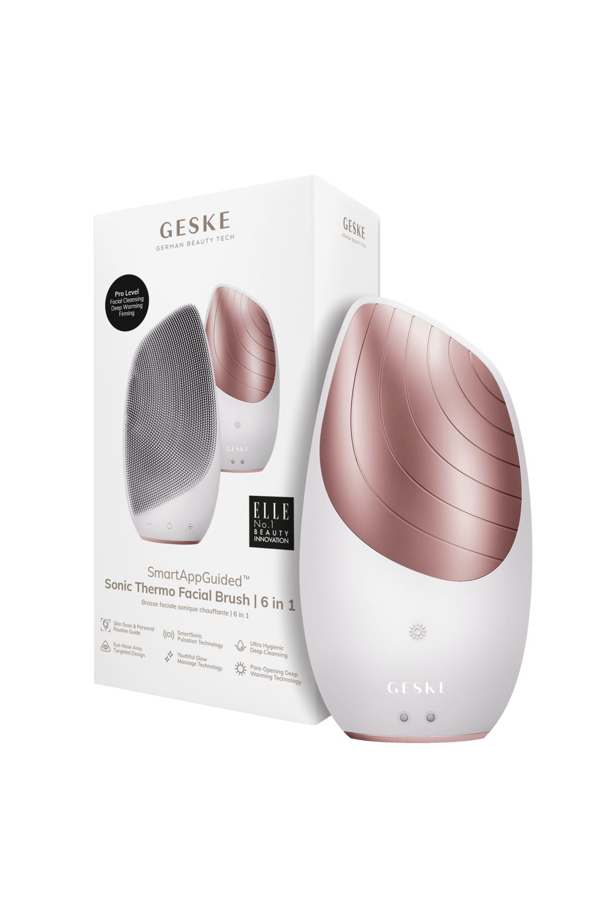 Geske SmartAppGuided™ Sonic Thermo Facial Brush | 6 in 1