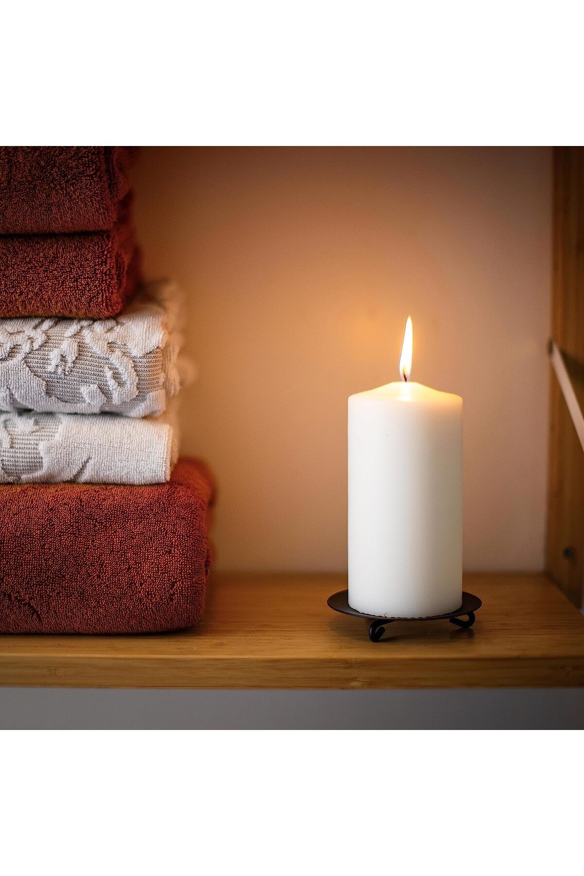 Home Zone-Set of 3 Long Burning Unscented Pillar Candles 3x8 inch White 5
