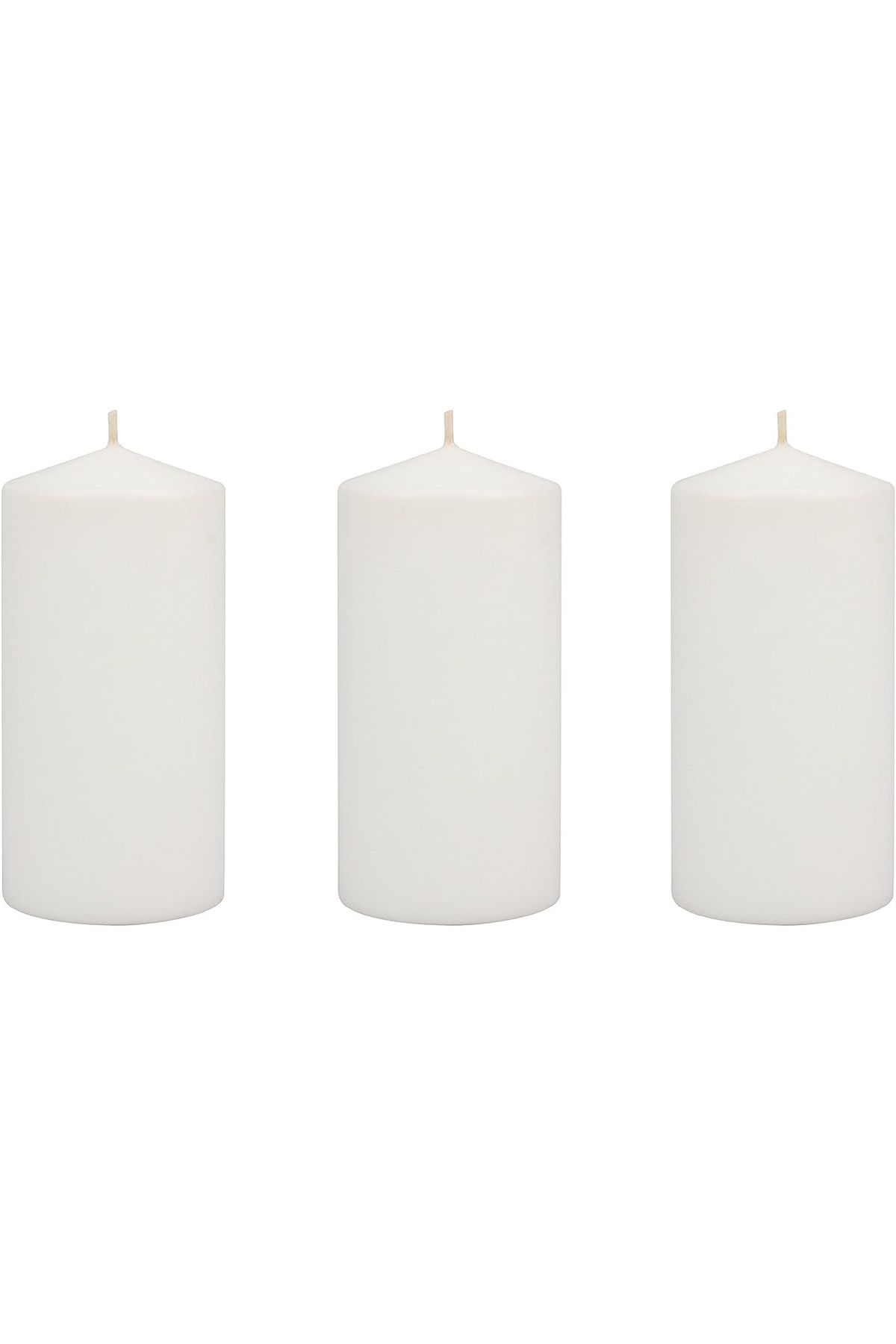 Home Zone-Set of 3 Long Burning Unscented Pillar Candles 3x8 inch White 1