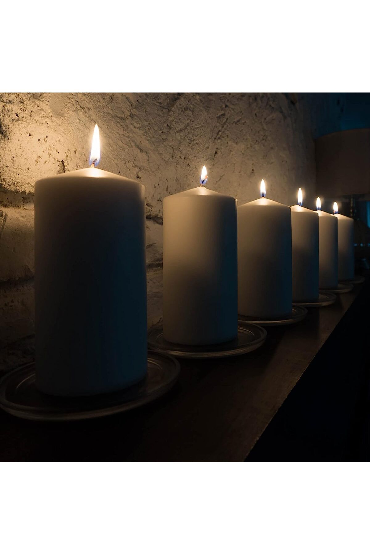 Home Zone-Set of 3 Long Burning Unscented Pillar Candles 3x8 inch White 6