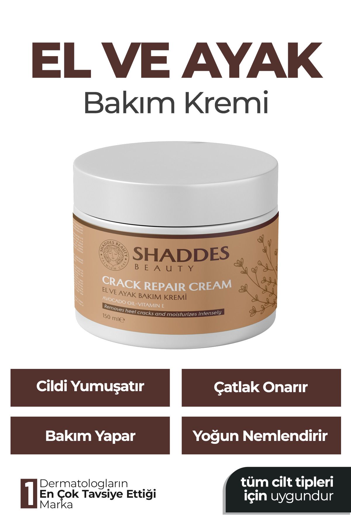 Shaddes Beauty Ayak Tırnak Mantar El Bakım Topuk Çatlağı Ve Beyazlatıcı Etkili Krem 150 ml