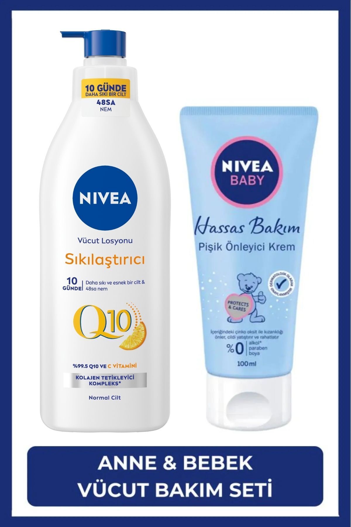 NIVEA C Vitamini Sıkılaştırıcı Etkili Losyonu 400ml ve Pişik Önleyici Krem 100ml SAKLI G