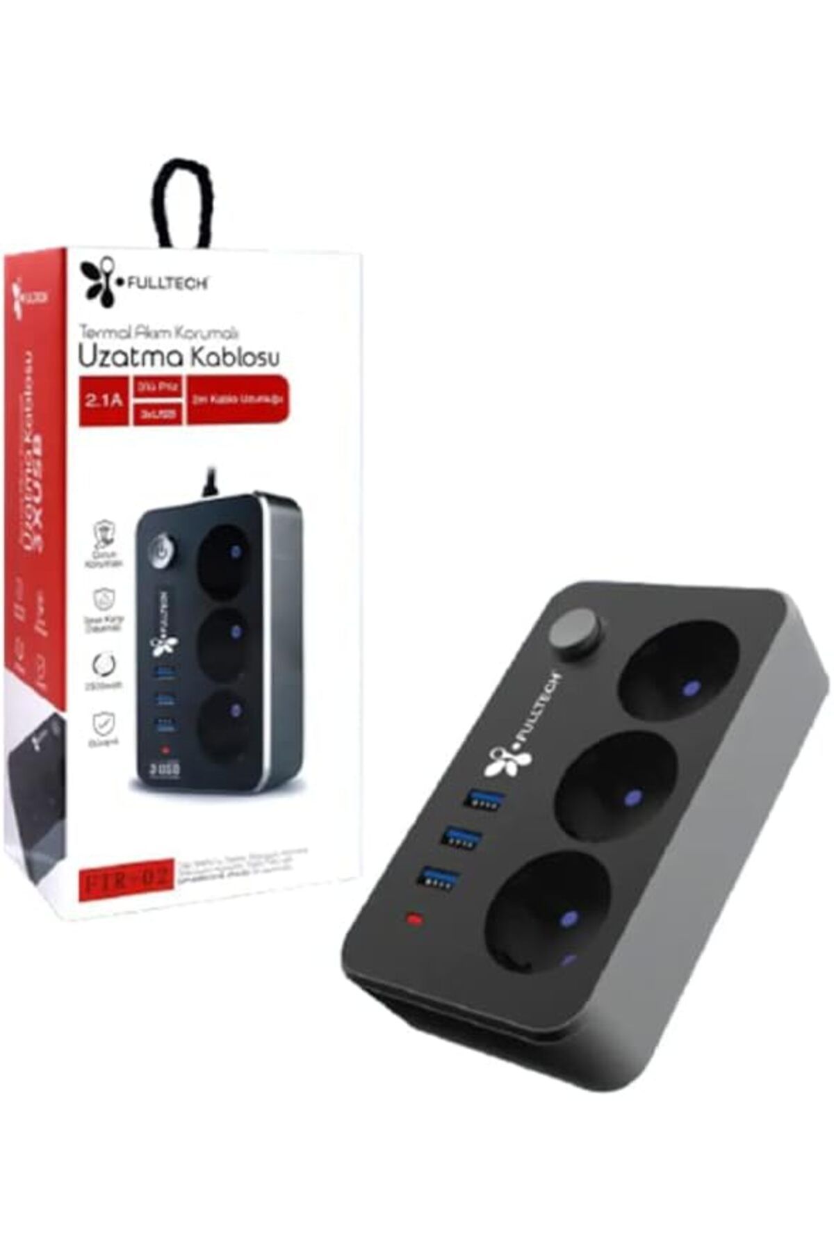 MCreative Termal Akım Korumalı 3'lü Priz 3 X Usb Grup Uzatma 2mt Kablo Uzunluğu